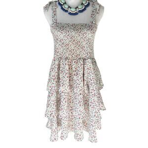 Pie in the Sky Ruffle Floral Tiered Dress Large